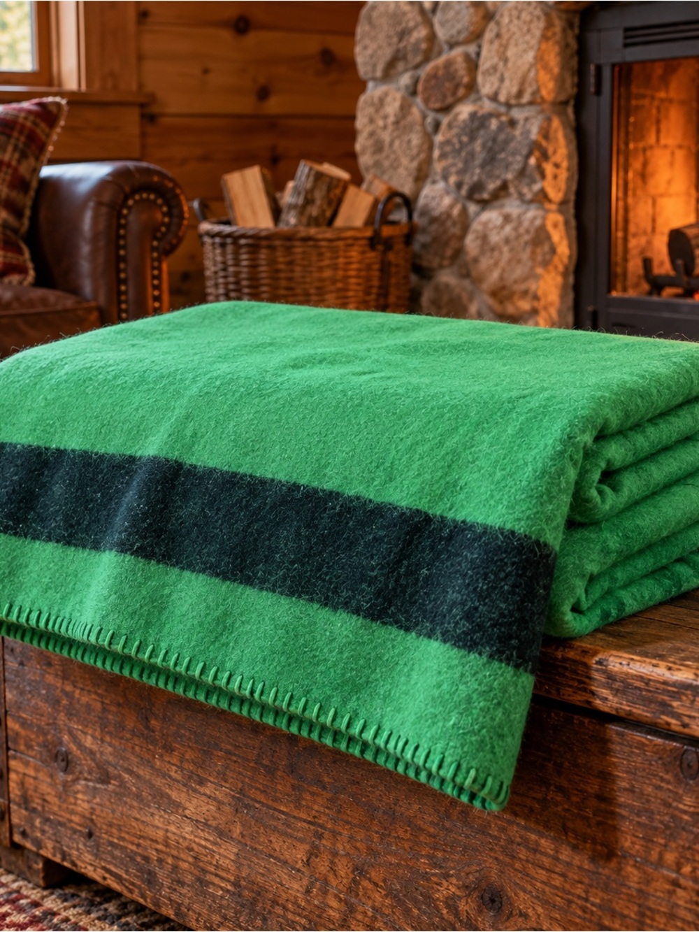 Vintage 1970s Early’s Settler 100% Pure Wool Blanket, Made in Witney, England.